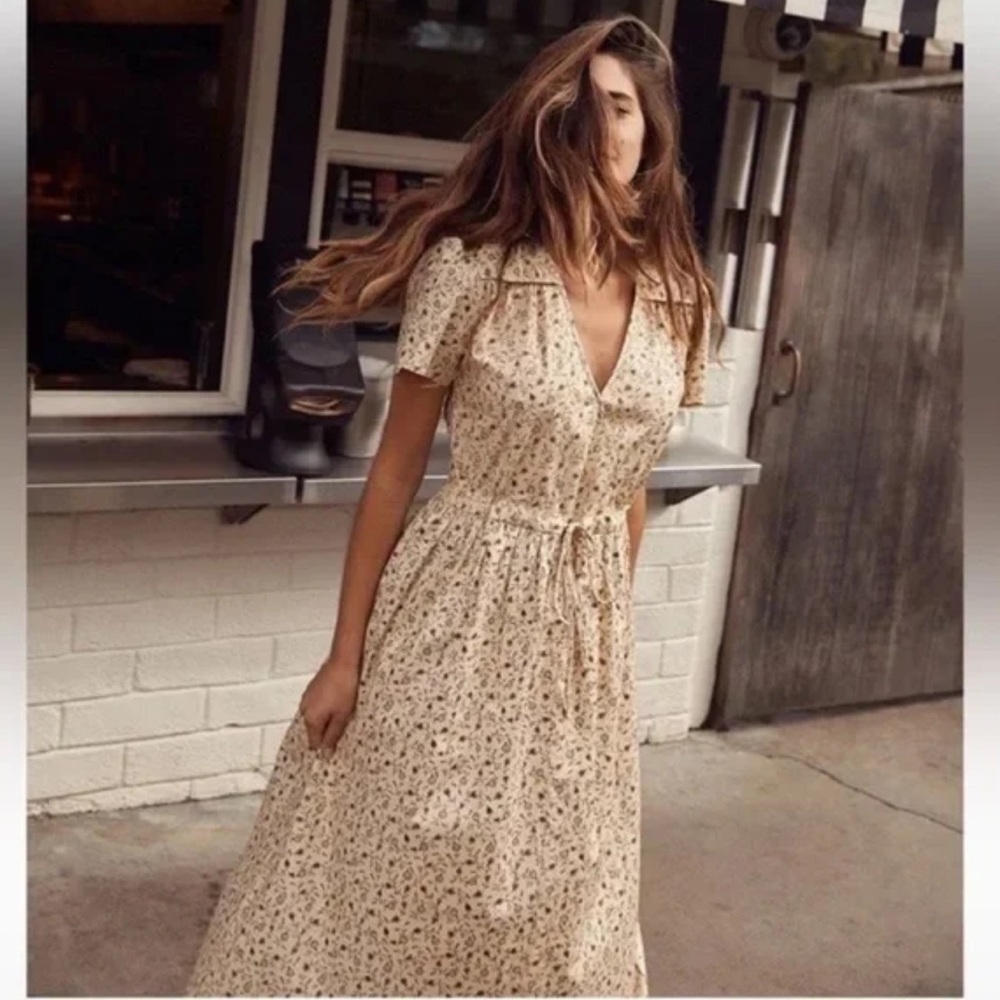 Christy Dawn Cream Floral Maxi Dress with Tie Waist - Picture 1 of 16